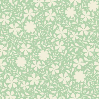 Krem el yoğun vintage duotone tasarım çiçekler çizilmiş. Nane yeşili arka planda dikişsiz vektör deseni. Ambalaj, sağlıklı yaşam ürünleri, kumaş, kırtasiye, hediyelik eşya sarma, doku için mükemmel