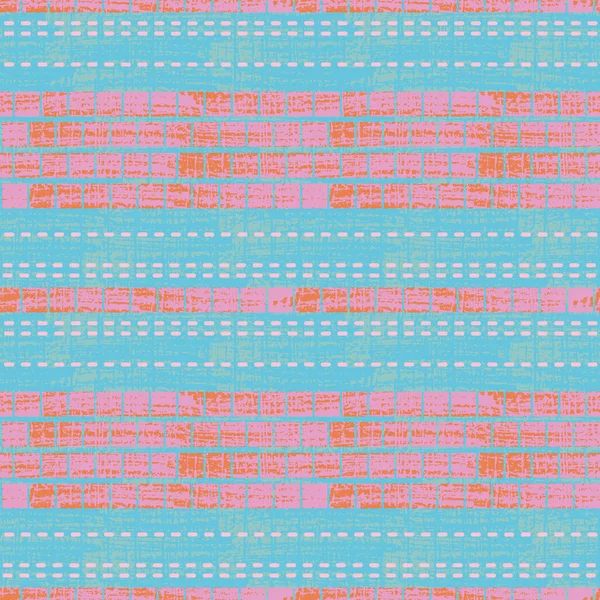 Design moderní modré, růžové a oranžové mozaiky s texturou tahu štětce na jemně pomalované pozadí s texturovou strukturou. Plynulý vektorový vzor. Skvělé pro obaly, papírnické výrobky, tkaniny, plážové produkty — Stockový vektor
