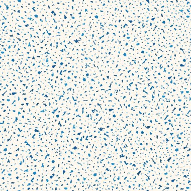 El işi açık ve koyu mavi rastgele terrazzo benekli mozaik . Serin beyaz arka planda yoğun kesintisiz tekrar vektör deseni. Sağlıklı yaşam, kozmetik ürünler, kumaş, kırtasiye, ambalaj için mükemmel