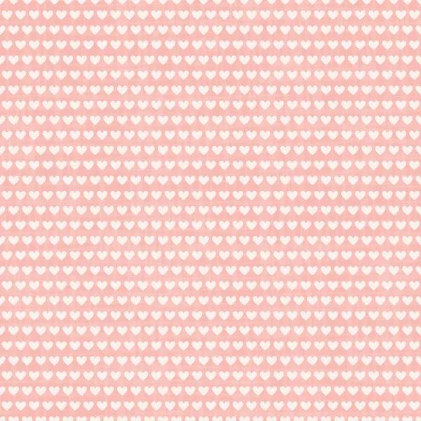 Yatay tuğla tekrar tasarım kalpleri yoğun krem beyaz satırlar. Dokulu pembe arka plan üzerinde dikişsiz geometrik vektör deseni. Sevgililer günü, doğum günü, sağlıklı yaşam, kozmetik ambalaj, konsept için harika