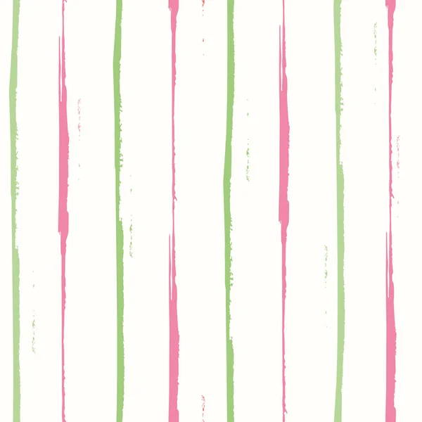Acquerello rosa e verde disegnato a mano disegno geometrico a strisce verticali. Spazioso modello vettoriale senza soluzione di continuità su sfondo bianco. Perfetto per il benessere, i prodotti cosmetici, il packaging, l'impacco regalo di cancelleria — Vettoriale Stock