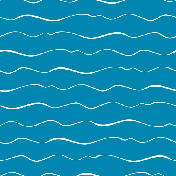 Αφηρημένα χειροποίητα κύματα θαλάσσης. Χωρίς ραφές γεωμετρικού διανυσματικού μοτίβου σε γαλάζιο φόντο. Υπέροχο για θαλάσσια προϊόντα, σπα, ευεξία, ομορφιά, επιστολόχαρτα, δώρα — Διανυσματικό Αρχείο