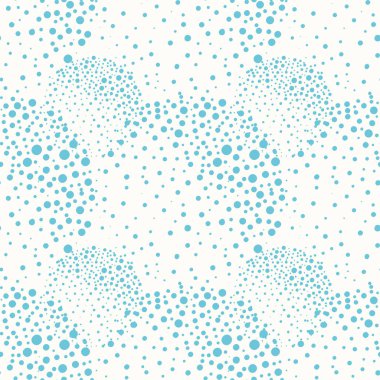 Açık mavi sıçrama boya etkisi beyaz arka plan üzerinde daireler. Taze kabarcıklı vibe ile dikişsiz vektör deseni. Refah, yaz, spa, plaj seyahat ürünleri, kırtasiye, ev dekorasyonu için harika