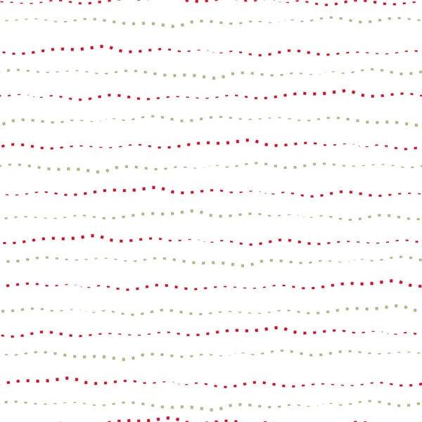 Funky irregular tracejado mão desenhada linhas doodle em vermelho e verde. Padrão vetorial sem emenda no fundo branco. Ótimo para todos os produtos de Natal, giftwrap, artigos de papelaria, design gráfico, fundo da web — Vetor de Stock