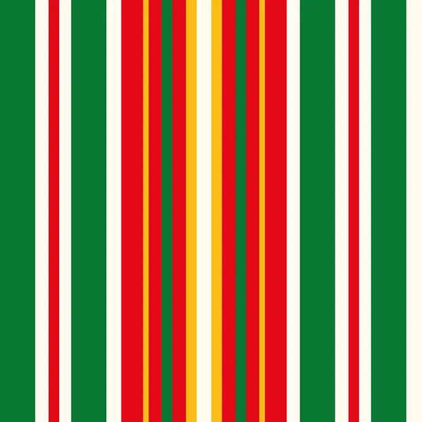 Banda de Navidad clásica en rojo, verde, oro y blanco. Patrón de vector geométrico sin costuras en colores tradicionales. Ideal para productos festivos, tela, papelería, papel de regalo, empaquetado de productos . — Vector de stock