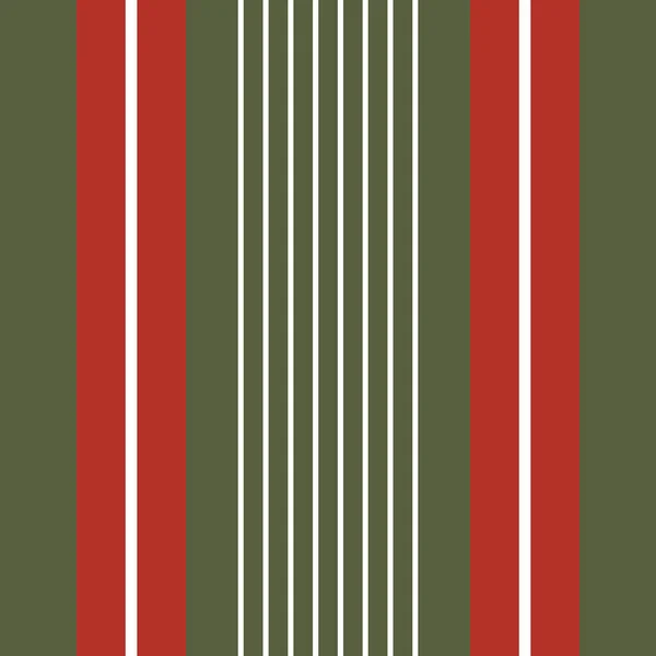 Clásicas rayas verticales navideñas en rojo, verde y blanco. Patrón de vector geométrico sin costuras con sensación tradicional. Ideal para productos festivos, tela, papelería, papel de regalo, embalaje . — Vector de stock