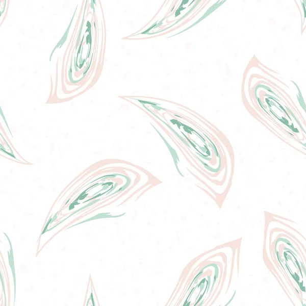 Vektor nahtloses Muster mit abstrakten pastellrosa und teal Blättern in malerischem Pinselstrich-Stil auf cremefarbenem Terrazzo-strukturiertem Hintergrund. ideal für Schönheitsverpackungen, Hochzeiten, Geschenkpapier, Schreibwaren — Stockvektor