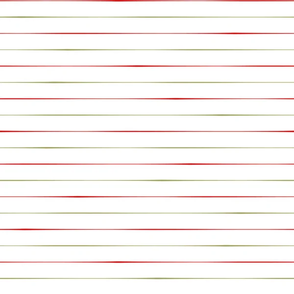 Mão fina irregular desenhada listras vermelhas e verdes. Padrão vetorial geométrico horizontal sem costura em fundo branco. Ótimo para o Natal, produtos de inverno, tecido, papelaria, envoltório do presente, embalagem . — Vetor de Stock