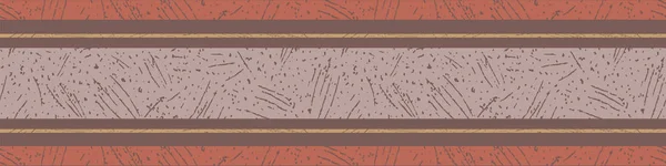 Terrakotta, Safran und pastellfarbene Streifen mit geätzter Textur. nahtloses Vektorrandmuster auf braunem Hintergrund. erdige urbane Atmosphäre. ideal für Textil- und Tapetenkanten, Taschenfutter. Schreibwaren — Stockvektor