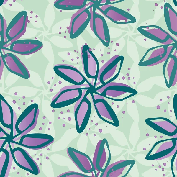 Sparkly Hand gezeichnete Blumen nahtlosen Vektormuster Hintergrund. Malerische Blüten mit Offsetfarbe auf strukturiertem mintgrünem Hintergrund. Moderne botanische All-Over-Prints für Geschenkpapier, Schreibwaren, Verpackungen — Stockvektor