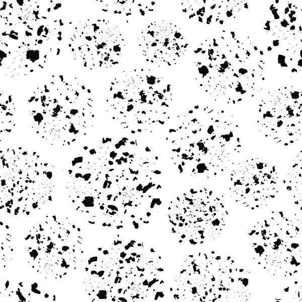 Abstrato lua cratera vetor sem costura fundo padrão. Fundo preto e branco com impressões de meteoro estilo grunge espalhados. Texturizado por toda a impressão de círculos lunares para o conceito de espaço exterior . —  Vetores de Stock