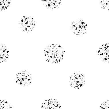 Soyut uydu krateri vektörsüz model arkaplanı. Dağınık grunge stili meteor izleriyle siyah beyaz arka plan. Benekli boyanmış daireler ay dışı uzay konsepti için tekrarlanıyor.