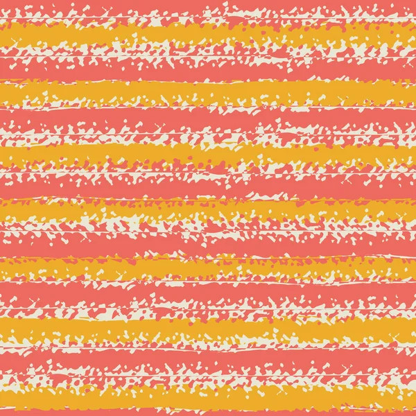 현대의 grunge striped vector seamless 패턴 배경. 분홍색과 주황색의 수평 줄무늬의 배경. 크라잉 드로잉 효과. 웰빙, 여름 개념에 대한 등비수열 반복 — 스톡 벡터