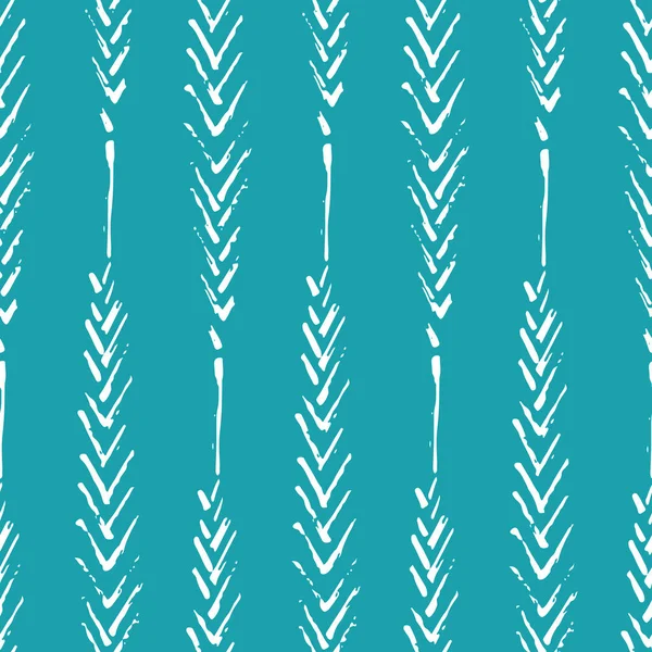 Mono print 스타일의 좁은 잎은 솔기없는 벡터 패턴 배경이다. 간단 한 라이노 감람 효과로 푸른 배경에 잎들을 단도직입적으로 윤곽을 그린다. 손으로 직접 만든 개념이다. 기하학적 반복 — 스톡 벡터