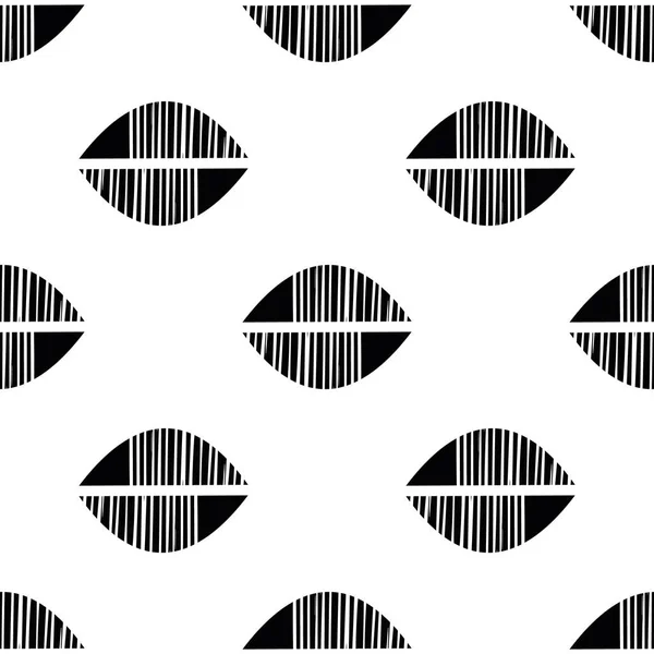 Abstrakte Mono-Print-Stil Stammesblätter nahtlose Vektormuster Hintergrund. Einfache Lino-Schnitt Effekt-Hälften von Offset-strukturierten Blättern. Schwarz-weißer Wiederholungshintergrund. Geräumige geometrische Formen überall im Druck. — Stockvektor