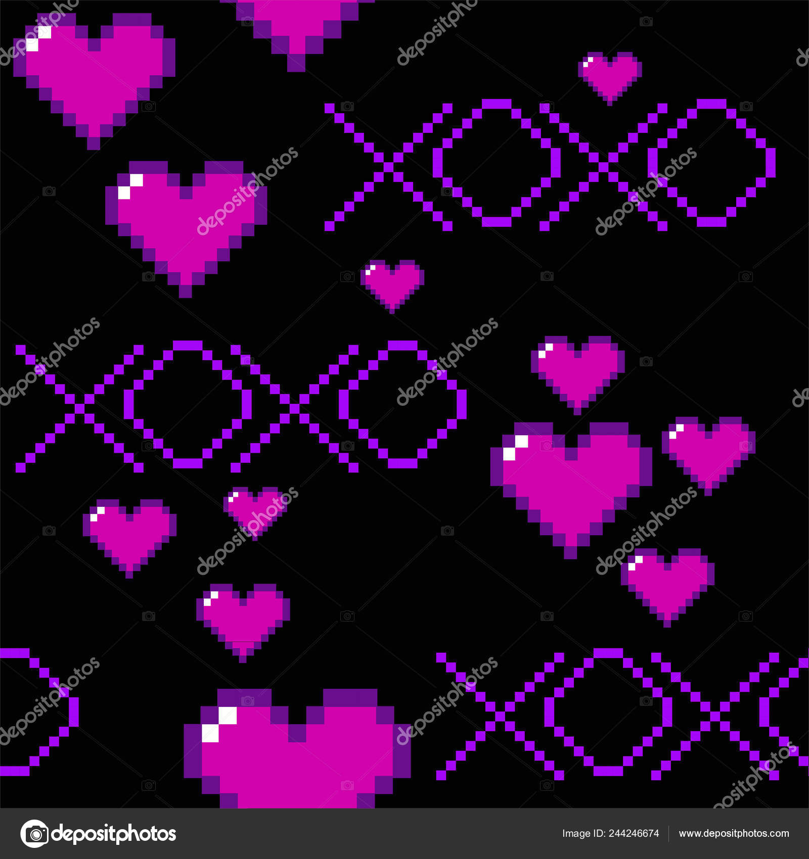 Background Pixel Kawaii Heart Seamless Vector Repeating Pattern Kawaii Pixel Heart Pixel Font Xoxo Stock Vector C Mnoelle