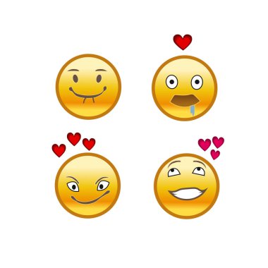 Emojis, aşk ifadeleri, aşık set