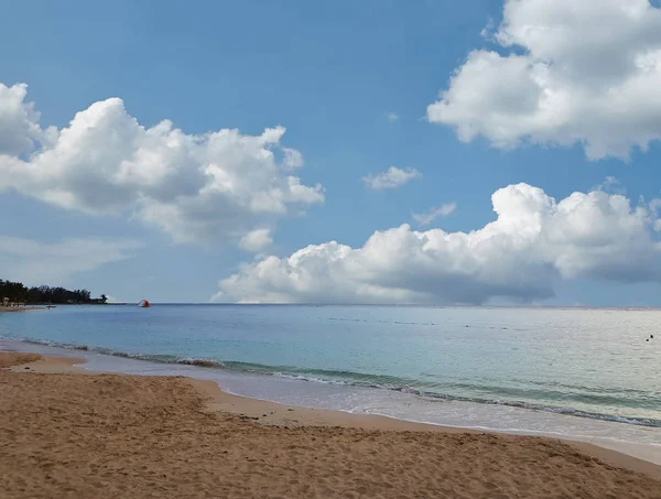Areia Branca Água Azul Turquesa Praia Caribenha Jamaica — Fotografia de Stock