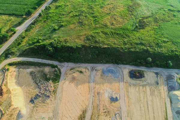 Vista Aérea Cantera Grava Desde Aire Pozo Grava — Foto de Stock