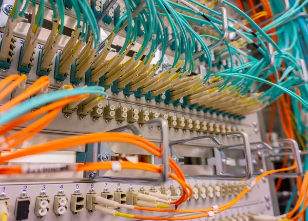 Ağ anahtar bağlantıları için ağ kablo Rj45 ve kablo fiber optik kablo