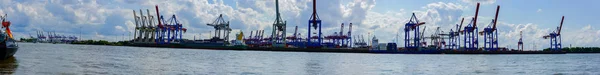 Container Terminal Burchardkai Hamburg Elbe Een Panorama — Stockfoto