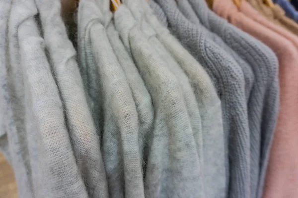Mohair Sweater Clothes Rack Winter Season — Stock Photo, Image