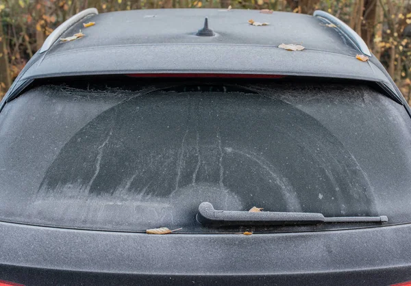 Janela Carro Congelada Para Início Inverno — Fotografia de Stock