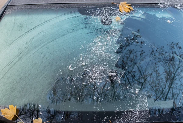 Окно Автомобиля Замерзло Зимы — стоковое фото