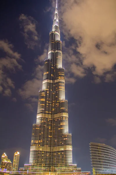 Mrakodrap Burj Khalifa Noci Centru Dubaje — Stock fotografie