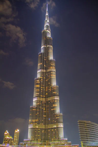 Arranha Céu Burj Khalifa Noite Centro Dubai — Fotografia de Stock