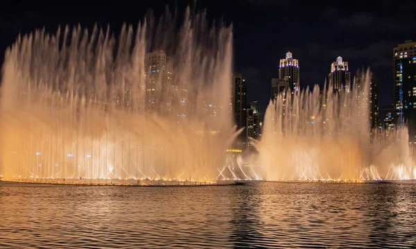 Panoramę Dubaju Nocy Jak Strzał Nocy — Zdjęcie stockowe