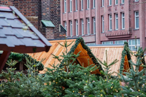 Gedetailleerd Beeld Winter Kerstmarkt Hamburg — Stockfoto