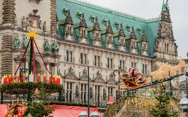 Imagem Detalhada Mercado Natal Inverno Hamburgo — Fotografia de Stock