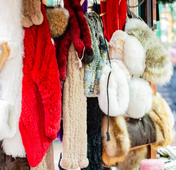 Продажа Меха Меха Рождественском Рынке Гамбурге — стоковое фото