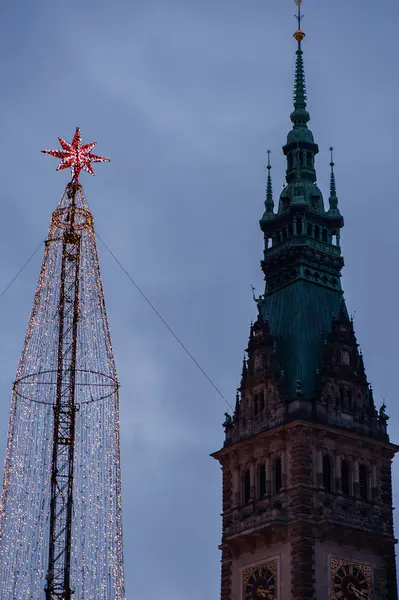 Detaljerad Bild Vintern Julmarknad Hamburg — Stockfoto
