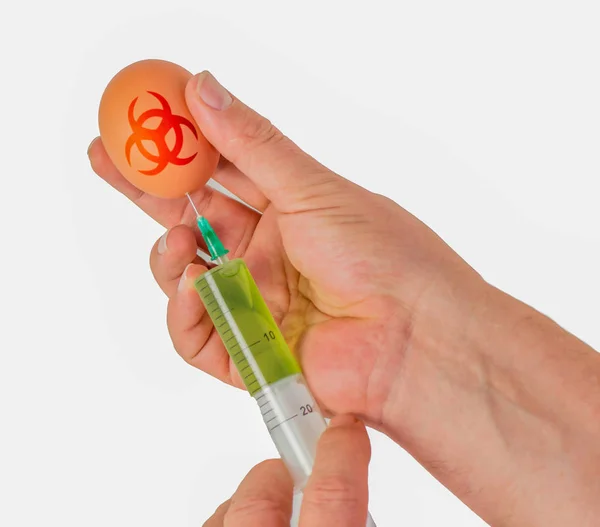 Dioxin Scandal Poisoned Eggs Disposable Syringe — Stock Photo, Image