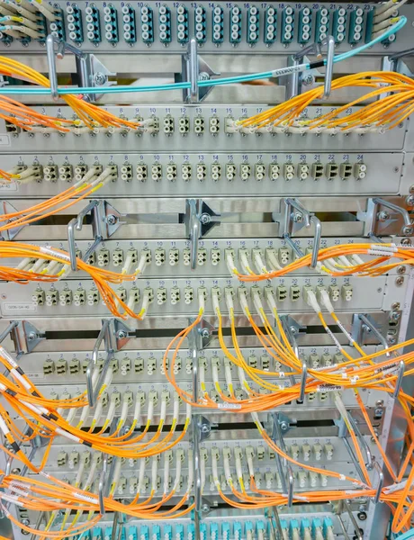 Netzwerksschalter Und Netzwerkkabel Einem Rechenzentrum — Stockfoto