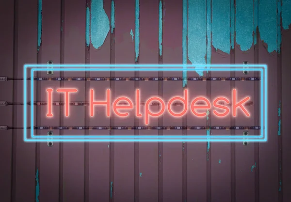 単語それヘルプデスク鉄門でネオンの光 — ストック写真