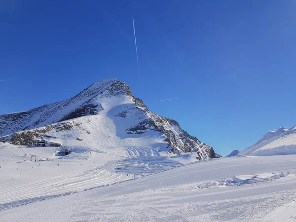 Paisagem Montanhosa Coberta Neve Área Esqui Kaprun Alpes Austríacos — Fotografia de Stock