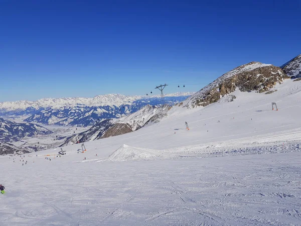 Βουνό Χιονισμένο Τοπίο Στην Περιοχή Σκι Kaprun Αυστριακές Άλπεις — Φωτογραφία Αρχείου