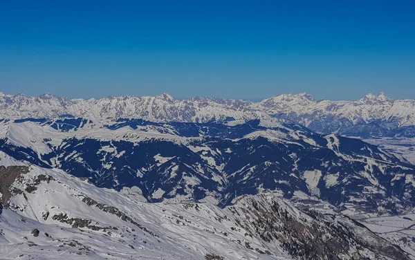 Zasněžené Horské Krajině Lyžařské Oblasti Kaprun Rakouské Alpy — Stock fotografie