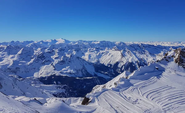 Paisaje Montaña Cubierto Nieve Zona Esquí Kaprun Alpes Austríacos —  Fotos de Stock