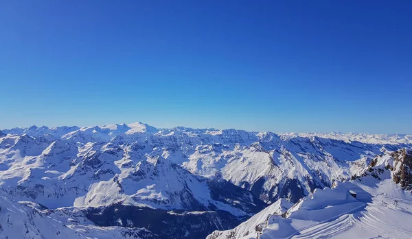 Paisagem Montanhosa Coberta Neve Área Esqui Kaprun Alpes Austríacos — Fotografia de Stock