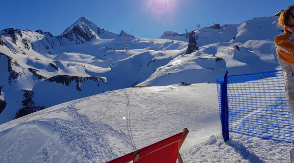 Snow-covered mountain landscape in the Kaprun ski area Austrian Alps