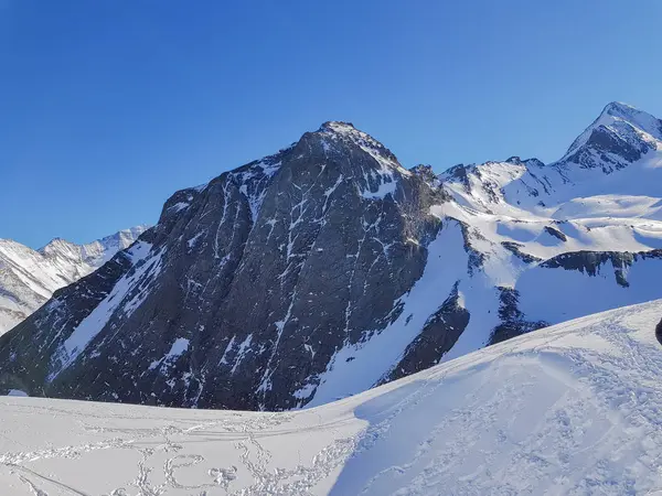 Paesaggio Montano Innevato Nel Comprensorio Sciistico Kaprun Alpi Austriache — Foto Stock