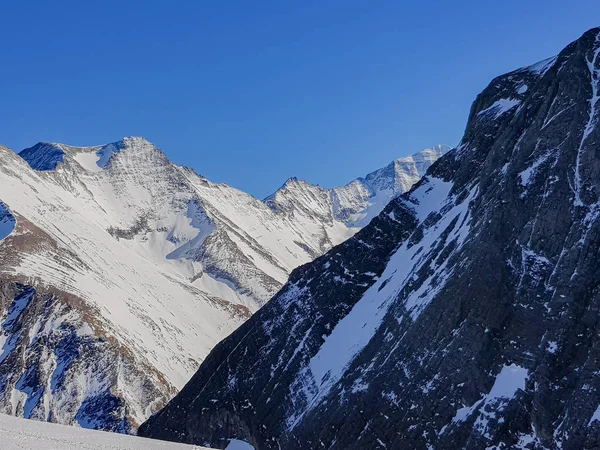 Paisagem Montanhosa Coberta Neve Área Esqui Kaprun Alpes Austríacos — Fotografia de Stock