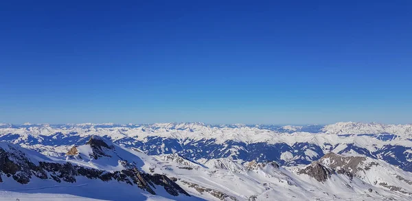 Paisagem Montanhosa Coberta Neve Área Esqui Kaprun Alpes Austríacos — Fotografia de Stock