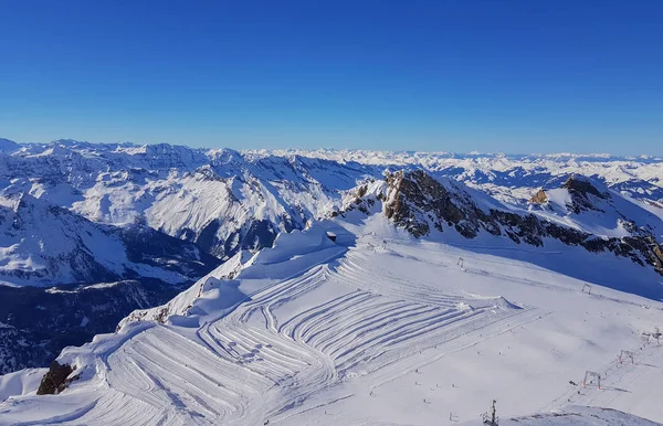 Paesaggio Montano Innevato Nel Comprensorio Sciistico Kaprun Alpi Austriache — Foto Stock