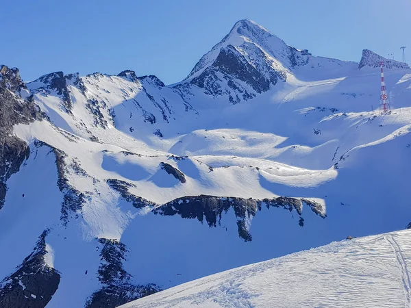 Paisagem Montanhosa Coberta Neve Área Esqui Kaprun Alpes Austríacos — Fotografia de Stock