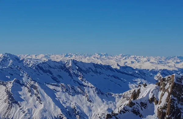 Zasněžené Horské Krajině Lyžařské Oblasti Kaprun Rakouské Alpy — Stock fotografie